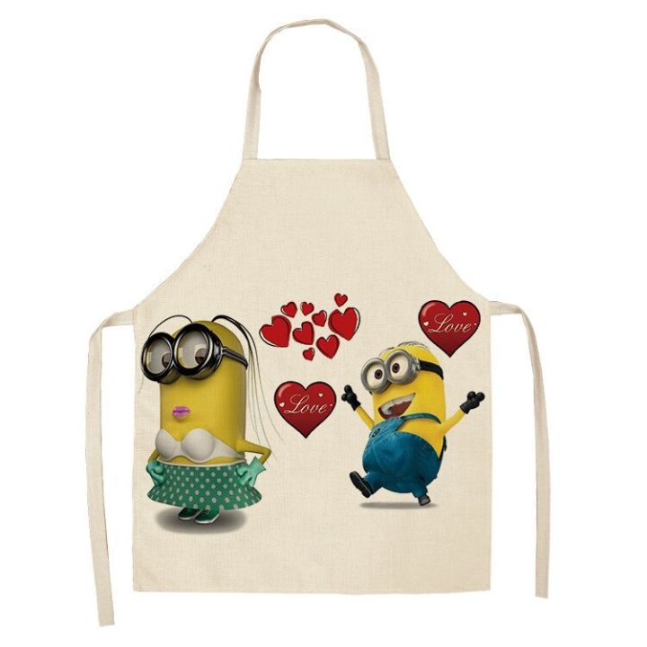 cartoon-anime-childrens-linen-apron-kitchen-cooking-barbecue-anti-fouling-home-adult-apron-bib-student-painting-apron-aprons