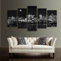 Black City Night Scene Modular รูปภาพภาพวาดสีน้ำมัน Wall Art ผ้าใบ HD พิมพ์ตกแต่งบ้านตกแต่งห้องนั่งเล่นคุณภาพสูง Artwork