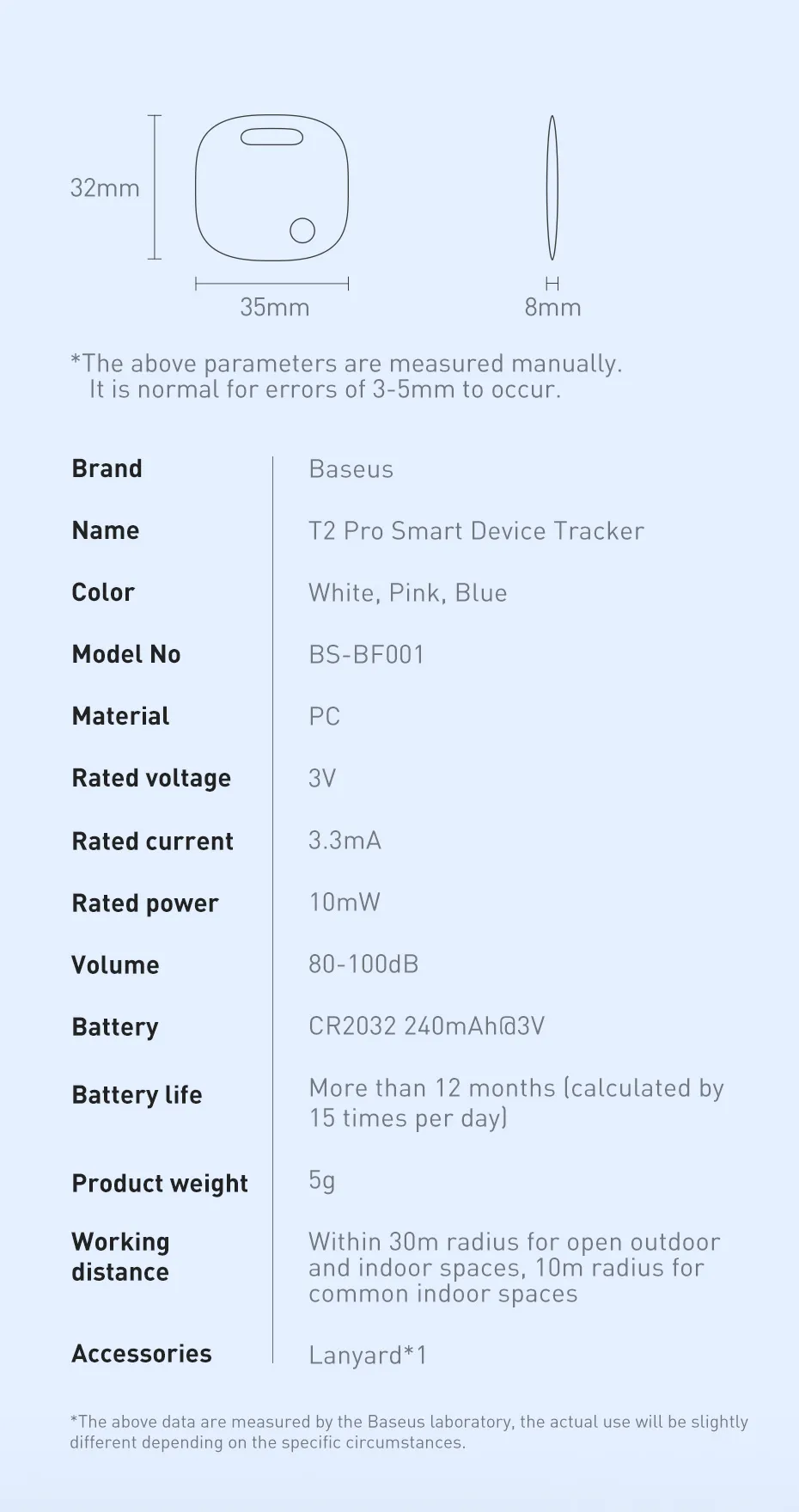 Tag Bluetooth Baseus T2 Pro có thiết kế thời trang