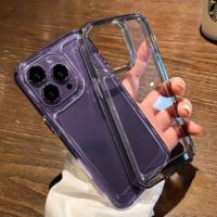 ♀ New Purple Color Shockproof Clear Hard Case for iPhone 11 12 13 14 Pro Max 14 Plus 13Pro 12Pro XS MAX XR X 7 8 Plus Transparent Cover