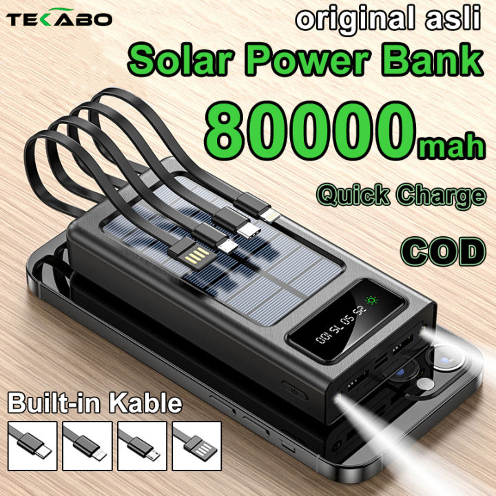 TEKABO 80000mAh Power Bank Tenaga Surya Built-in Kable Multifungsi Fast ...