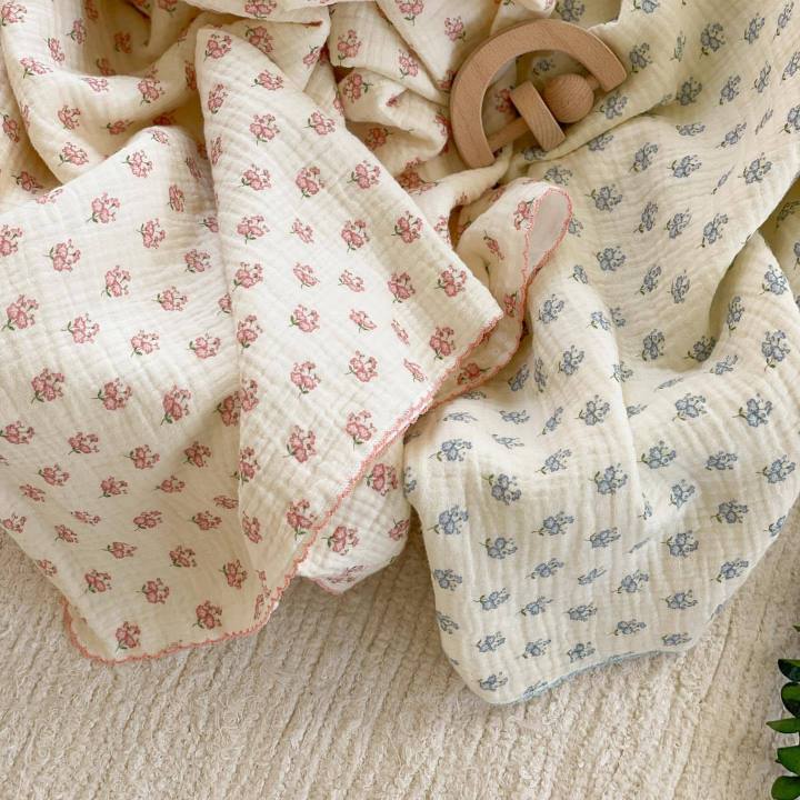 ผ้าห่มเด็กทารกแรกเกิดเกาหลีดอกไม้ผ้าฝ้ายอินทรีย์ผ้าห่มสองชั้นเด็กเด็กสาวนอนผ้าห่มอุปกรณ์เครื่องนอน