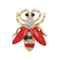 Baiduqiandu nd Wholesale 10 Pcs Black or Red Wing Enameled and Crystal Rhinestones Insect Bee Brooch Lapel Pins