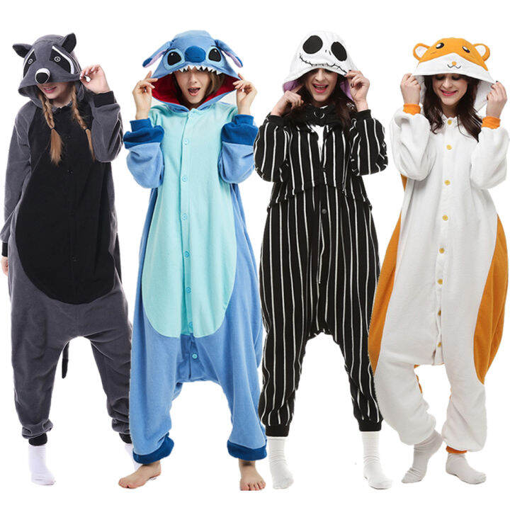 animal-umbreon-raccoon-cat-onesies-adults-teenagers-women-cartoon-pajamas-funny-party-overalls-onepiece-night-home-jumpsuits