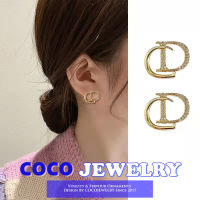 COCOJEWELRY เวอร์ชั่นเกาหลีของใหม่เข็มเงินเพชรจดหมายซีดีแสงหรูหราต่างหูแสงหรูหราต่างหูเครื่องประดับผู้หญิง