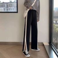 COD DSGERTRYTYIIO Summer Thin Breathable Sports Pants Womens Slit Wide-leg Pants Korean Style High Waist Loose All-match Straight Casual Pants