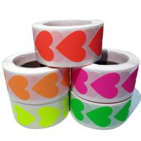 500Pcs/Roll Fluorescent Color Sealing Sticker Heart Shape Decoration Sticker 2.5cm Small Blank Sticker Gift Packaging Labels Stickers Labels