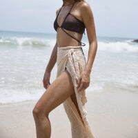 COCO wrap skirt – natural textured cotton beach cover-up skirt