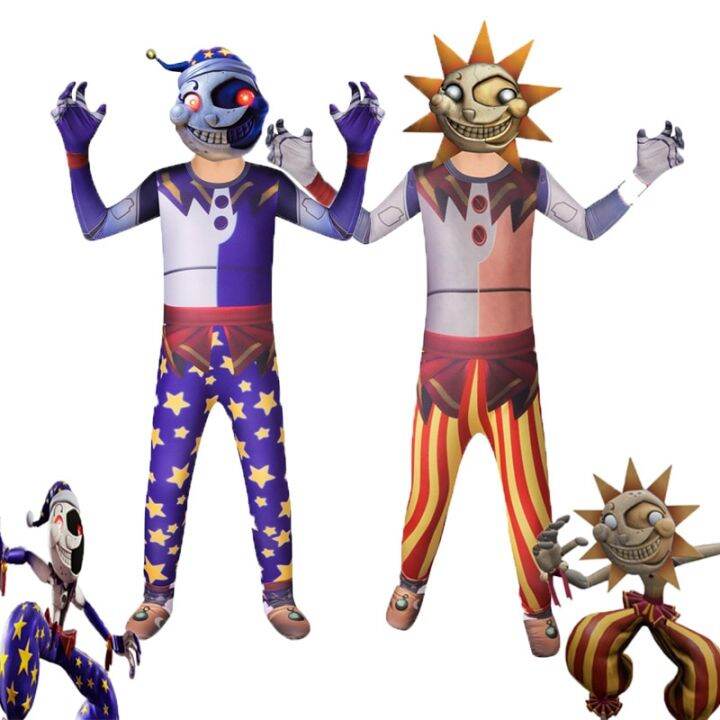 Sundrop And Moondrop FNAF Cosplay Costume Kids Anime Jumpsuit Mask ...