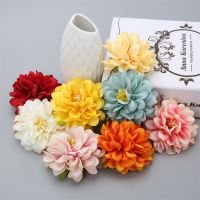 【cw】 10Pcs Silk DahliaHeads ArtificialFor HomeWall Flowers WeddingWreath DahliaCrafts Fake Flowers 【hot】