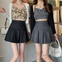 COD ↂ✽∏ CUZ81VG V SHOP Korean ulzzang style pleated short skirt with wide waistband and flared tennis skirt with inner lining beautiful thick rain fabric