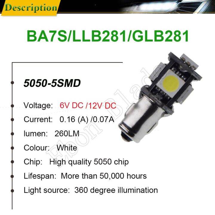 เครื่องมือโคมไฟส่องสว่าง-led-2x-แผงหน้าปัดรถยนต์-glb281-llb281หลอดไฟแต่งรถ5-smd-6v-12v-แผงไฟแดชบอร์ดสีขาว6000k