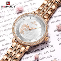 NAVIFORCE Women Watch Original Elegant Diamond Wristwatch Waterproof 30m Rose Gold Quartz Watches