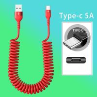 5a Xiaomi แบบยืดหดได้ชนิด C แบบสปริงข้อมูล Usb แบบ Samsung สาย Aksesoris Iphone สำหรับชาร์จข้อมูลในรถยนต์