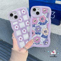 เคสสำหรับ A17 A15 Oppo A78 A58 A16 A57 A95 A17K A55 A3s A16K A77s A7 A77 A5s A1K A96 A16E A9 A5 A12 F9 A54 A74 A76 Reno 8T 6 7Z น่ารักเกาหลียิ้มน่ารักเคสขอบลอนนิ่มลายดอกไม้