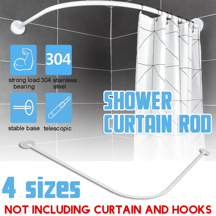White 304 Stainless Steel Shower Curtain Rod Free Punching Retractable