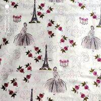 Beautiful White/Grey Paris Bride Tower Printing Cotton Fabric Meter for Dress Sewing Material Patchwork DIY Girl Clothing /Skirt