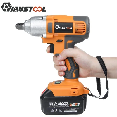 Mustool สว่านประแจกระแทกไฟฟ้า,320NM 2800RPM 98VF 12000MAh ไขควงไฟฟ้าไร้สายพร้อมไฟ LED