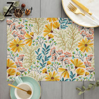 Tropical Plant Leaf Print Dining mat 32x42cm Linen Placemat Eucalyptus leaves Rose Flower Plant Drinking Cup Coster Mats &amp; Pads