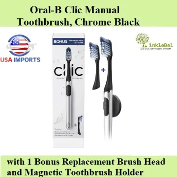 Oral-B Clic Manual Toothbrush, With 1 Replaceable Brush Head And Magnetic  Holder Matte Black