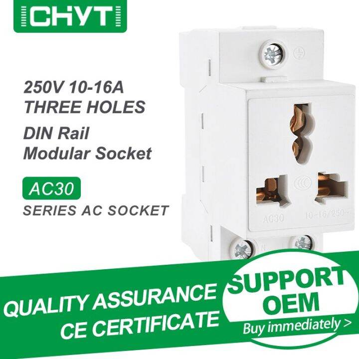 Free Shipping Chyt Ac Eu And Au Type Mm Din Rail Mount Ac V A A Pin Plug Modular