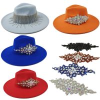 Rhinestone Tassel Fedora Hat Felt Hat 9.5CM Big Brim Jazz Cap European And American Style Elegant Womens Hat Wedding Panama Hat