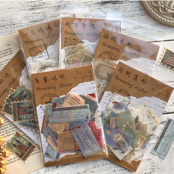 lz-40pcs-pack-museum-series-decorative-stickers-scrapbooking-stick-label-diary-album-stationery-retro-stamp-plant-sticker