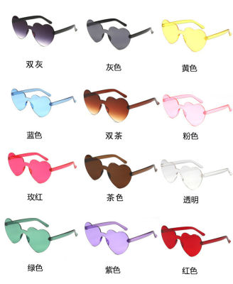 New Fashion Love Heart Shape Sunglasses Cute y R Love Heart Rimless Sunglasses Female Red Pink Yellow Black Eyewear