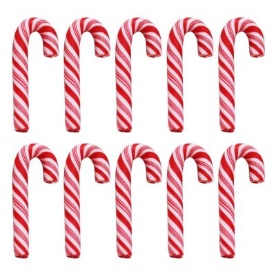 10PCS Christmas Red Cane Soft Pottery Jewelry Accessories New Year Candy Cane Home Decoration