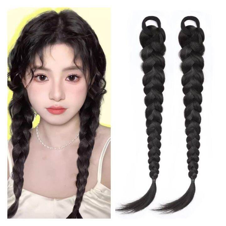 【akula store】 Wig Braid Female High Ponytail Simulation Cute Boxing ...