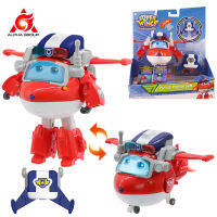 Super Wings 5 Inci Polis Patrol Jett หุ่นยนต์ Mengubah Ke Pesawat dengan แสงเสียงหมวกกันน็อคแพ็คบูสเตอร์ Tindakan Angka Mainan