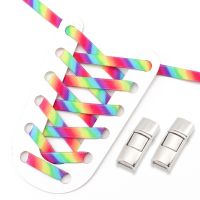 【HOT】✁♟﹊ Shoelaces Ties Pressing The Metal Lock Elastic Shoe Laces Flat Sneakers Shoes Accessories