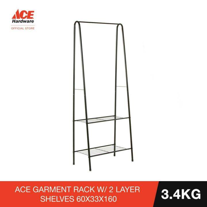 ♚ACE GARMENT RACK W 2LAYER SHELVES 60X33X160 Lazada PH