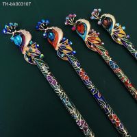 ✹☊₪ Morkopela Vintage Peacock Hair Stick Jewelry Crsytal Enamel Hairpin Sticks Women Banquet Hair Pin Accessories