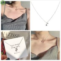 Cod Qipin Korean Simple Pentagram Star Bell Pendant Silver Necklace Clavicular Chain Choker Jewelry