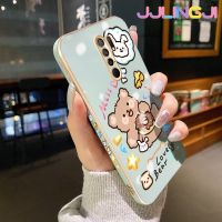 Jlingji เคสสำหรับ Xiaomi Redmi 9 Xiaomi MI Prime POCO M2การ์ตูนโดนัทรูปหมีกันกระแทกขอบด้านข้างเคสโทรศัพท์สี่เหลี่ยมจัตุรัสนิ่มแบบดั้งเดิมเคสป้องกันกล้องฝาหลังเต็มตัว