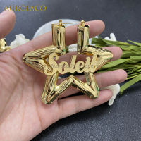 AurolaCo 5580มม. Custom ไม้ไผ่ต่างหูสแตนเลส Star Shape ต่างหู Custom ชื่อต่างหู Hip Hop ต่างหูสำหรับผู้หญิง Gift