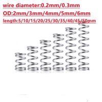 20pcs/lot 0.2mm 0.3mm Stainless Steel  Micro Small Compression spring OD 2mm/3mm/4mm/5mm/6mm length 5mm to 50mm Electrical Connectors