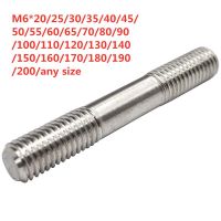 Holiday Discounts 10Pcs/Lot Stainless Steel Double End Thread Rod Dual Head Threaded Bar Stud Bolt M6*20-200