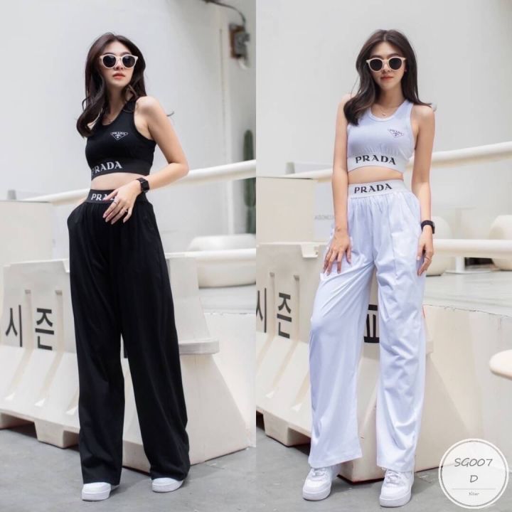 ml007-new-arrival-set-เสื้อกล้ามครอปทรงสปอร์ต-เข้าชุดกับกางเกงขายาวทรงปล่อย-แต่งขอบยาง-ทั้งเสื้อและกางเกง-สกรีนช่วงอกด้วยค๊า-รุ่นนี่ขายดีทุกลาย-ใส่เปน-everyday-looks-ได้เลยนะคะ-ของมันต้องมีแล้วค๊าแมม๊