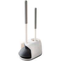 Toilet Bowl Bush Set Clean Brush Suit with Holder, Bathroom Accessories Combo with Stand for Deep Cleaning