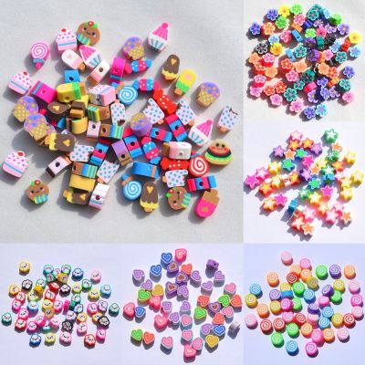 50pcs DIY Jewelry Accessories polymer clay beads Cartoon Ice cream Mix Design Spacer mix color Bracelet Department Slices