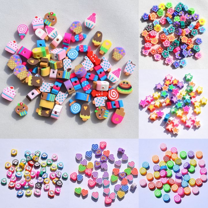 50pcs-diy-jewelry-accessories-polymer-clay-beads-cartoon-ice-cream-mix-design-spacer-mix-color-bracelet-department-slices