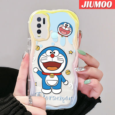 JIUMOO เคสสำหรับ VIVO Y30 Y30i Y50การ์ตูนน่ารักโดราเอม่อนเวฟเคสโทรศัพท์โปร่งใสเนื้อครีมใหม่ซิลิโคนนิ่มเคสป้องกันเลนส์กล้องเคสใส