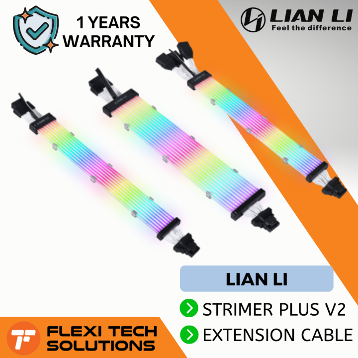 LIAN LI Strimer Plus V2 Addressable RGB Extension Cables,Available For  Motherboard 24pin,GPU Dual 8pin,and GPU Triple 8pin