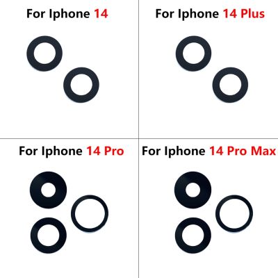 10Pcs / Lot กล้องหลังกระจกเปลี่ยนเลนส์สําหรับ iPhone 14 Pro Max Plus พร้อมกาวกาว