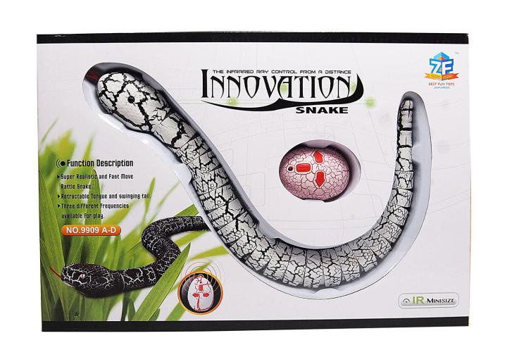 หุ่นยนต์งูบังคับวิทยุ-สีขาวพาดดำ-innovation-snake-the-infrared-control-robot-toy-white