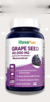 NusaPure Grape Seed Extract 40,000 mg Equivalent, 200 Vegan Capsules, Resveratrol