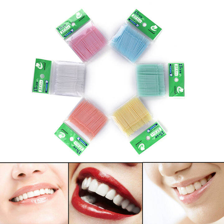 luhuiyixxn-ไม่จิ้มฟันพลาสติกอนามัยช่องปากแบบ2ทางเลือกแปรงฟัน-interdental-sp-100ชิ้น