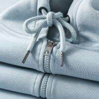 [COD] Highly recommended! Morandi gray blue zipper cardigan 310g heavy cloth thin sweater haze jacket